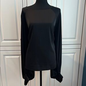 Worn Once! Eloquii Black Satin Long Sleeve Women's Top